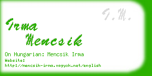 irma mencsik business card